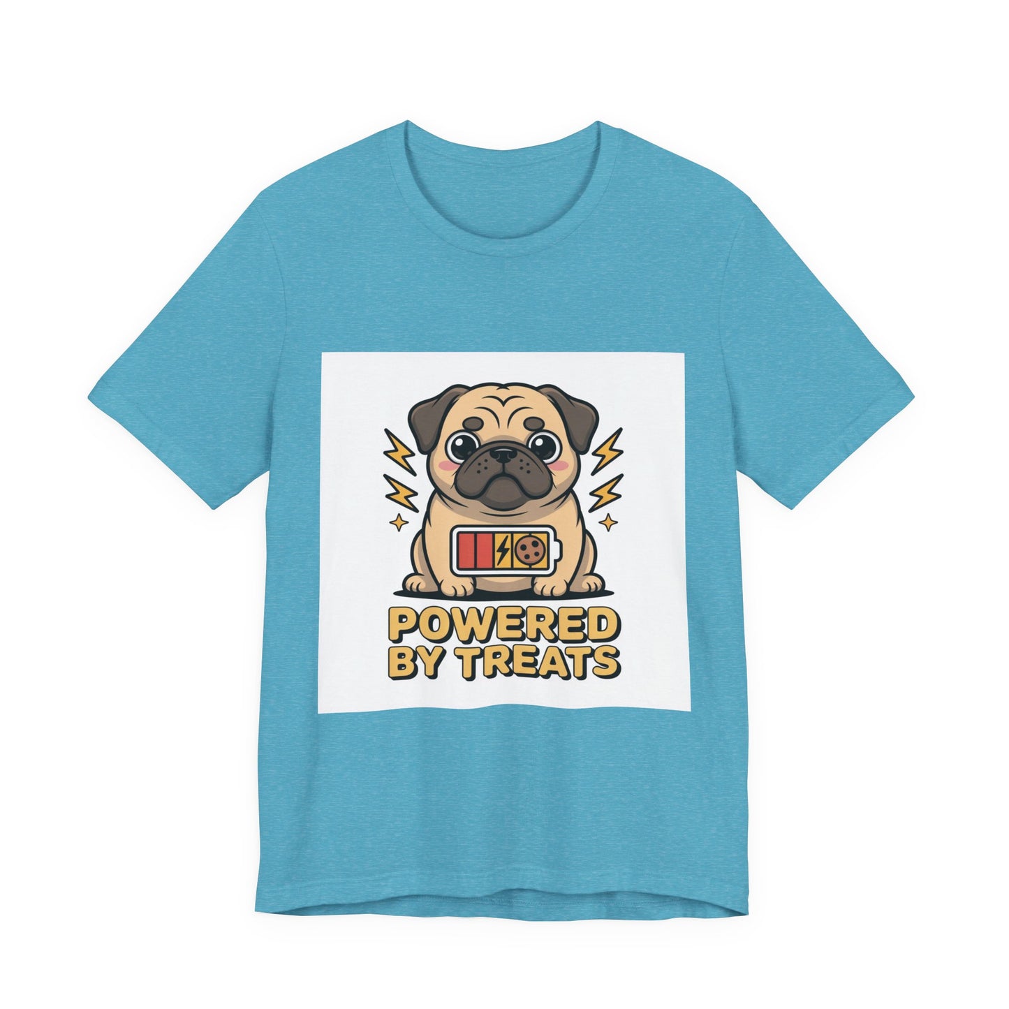 Powered By Treats - Funny Pug T-Shirt for Dog Lovers