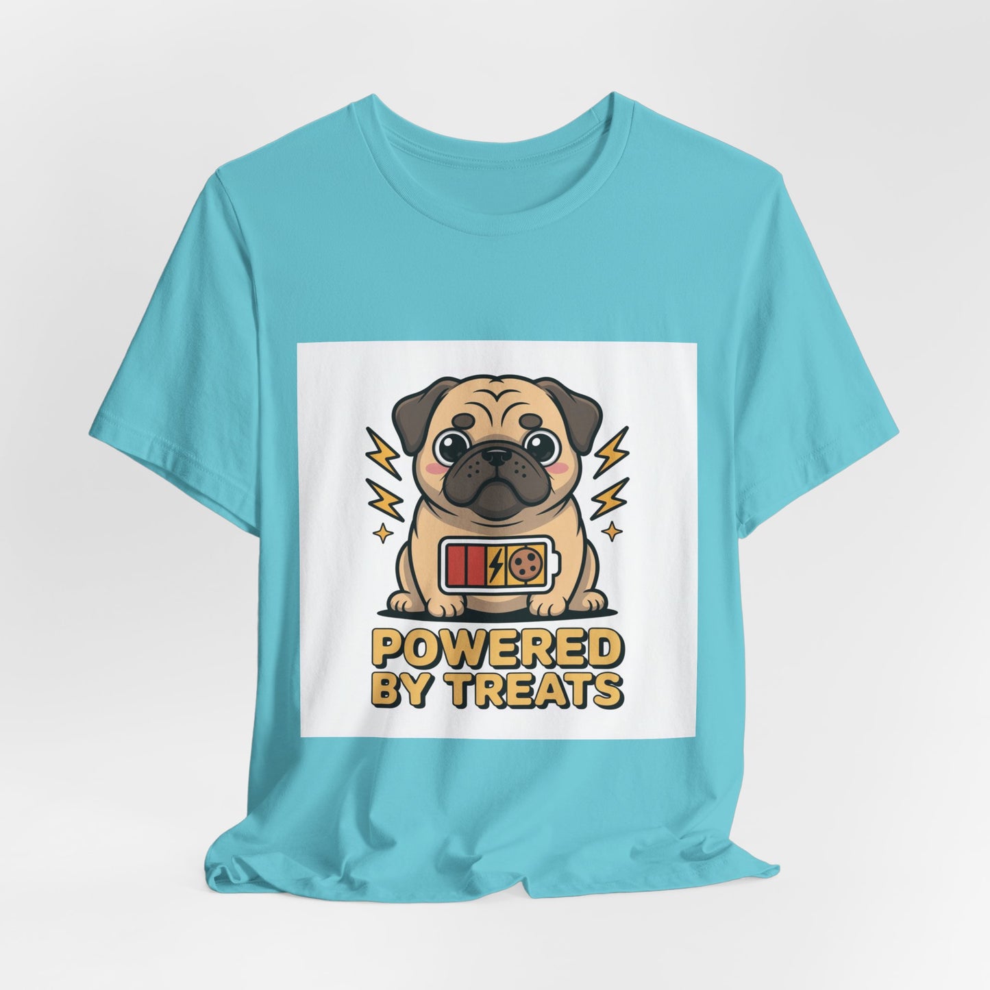Powered By Treats - Funny Pug T-Shirt for Dog Lovers