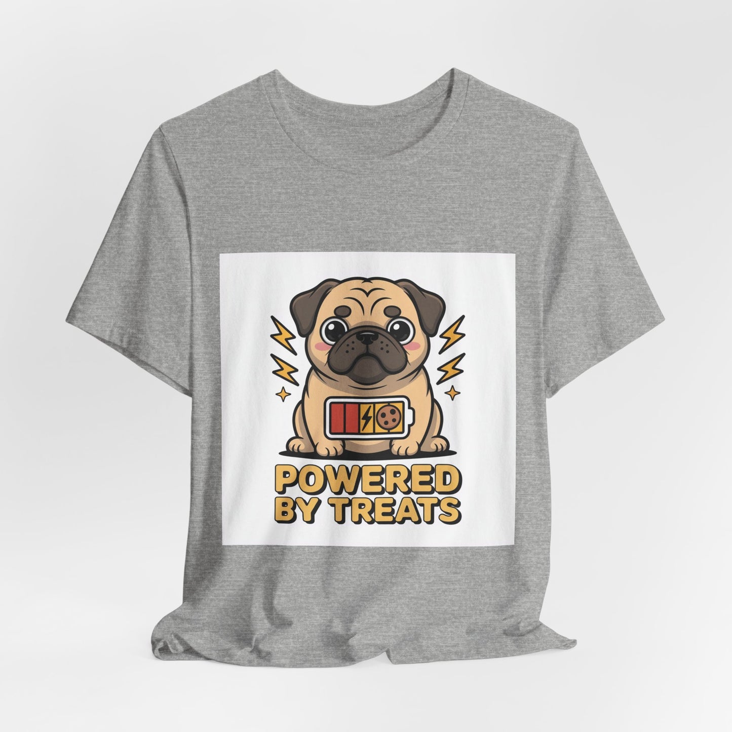 Powered By Treats - Funny Pug T-Shirt for Dog Lovers