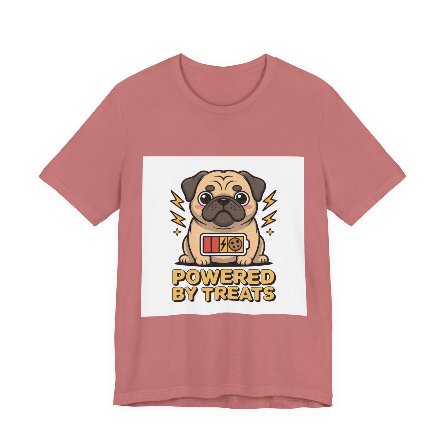 Powered By Treats - Funny Pug T-Shirt for Dog Lovers