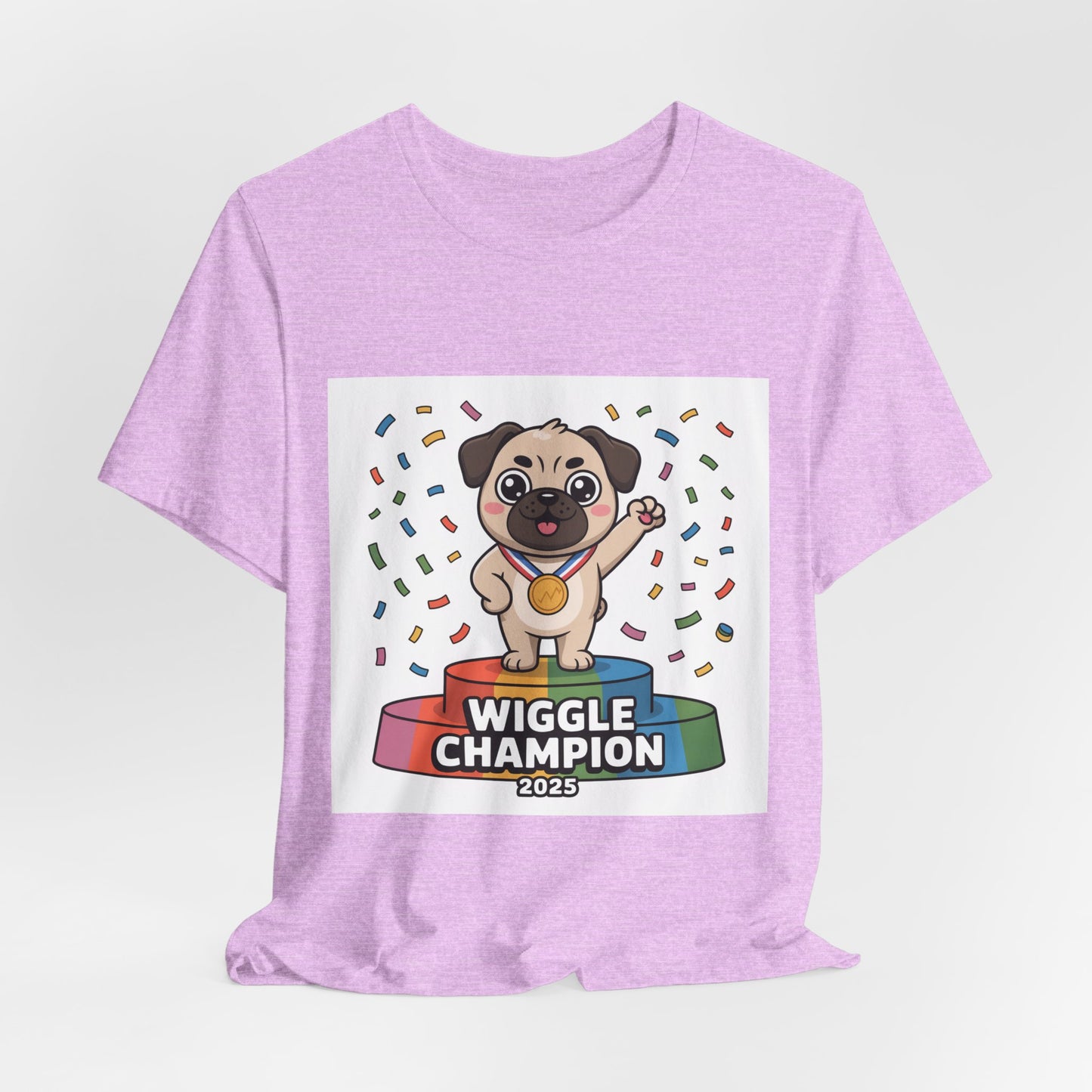 Wiggle Champion 2025 - Funny Pug T-Shirt for Dog Lovers