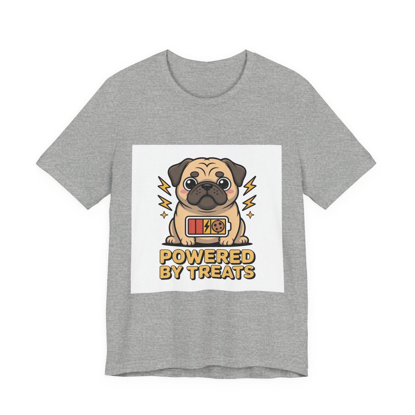 Powered By Treats - Funny Pug T-Shirt for Dog Lovers