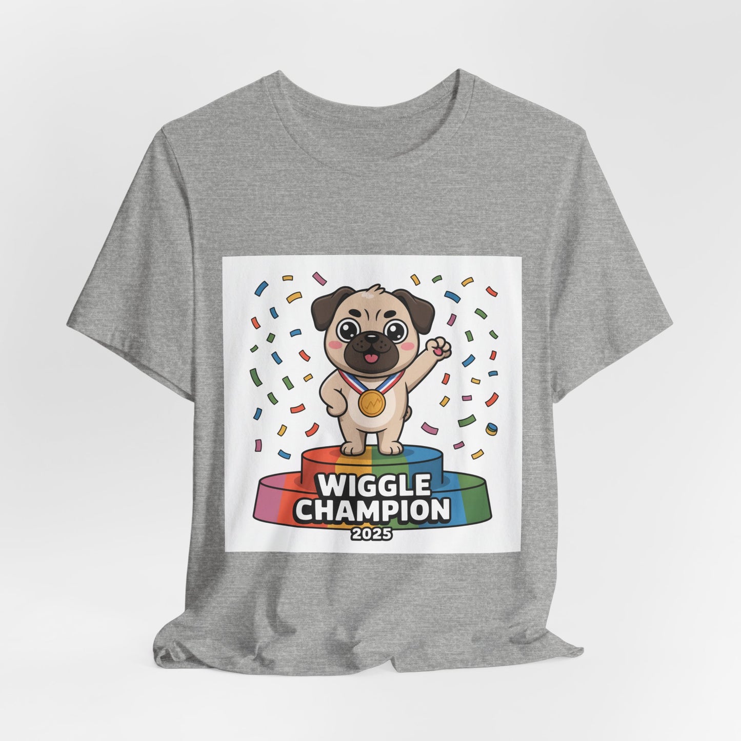 Wiggle Champion 2025 - Funny Pug T-Shirt for Dog Lovers