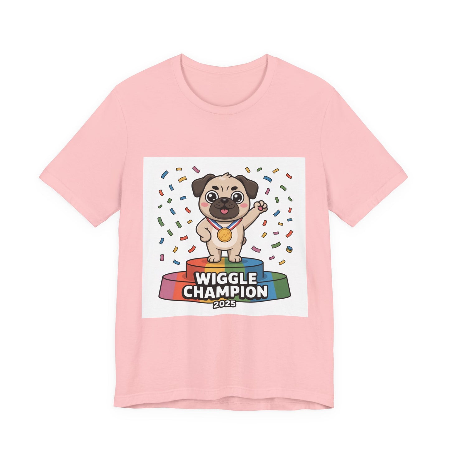 Wiggle Champion 2025 - Funny Pug T-Shirt for Dog Lovers