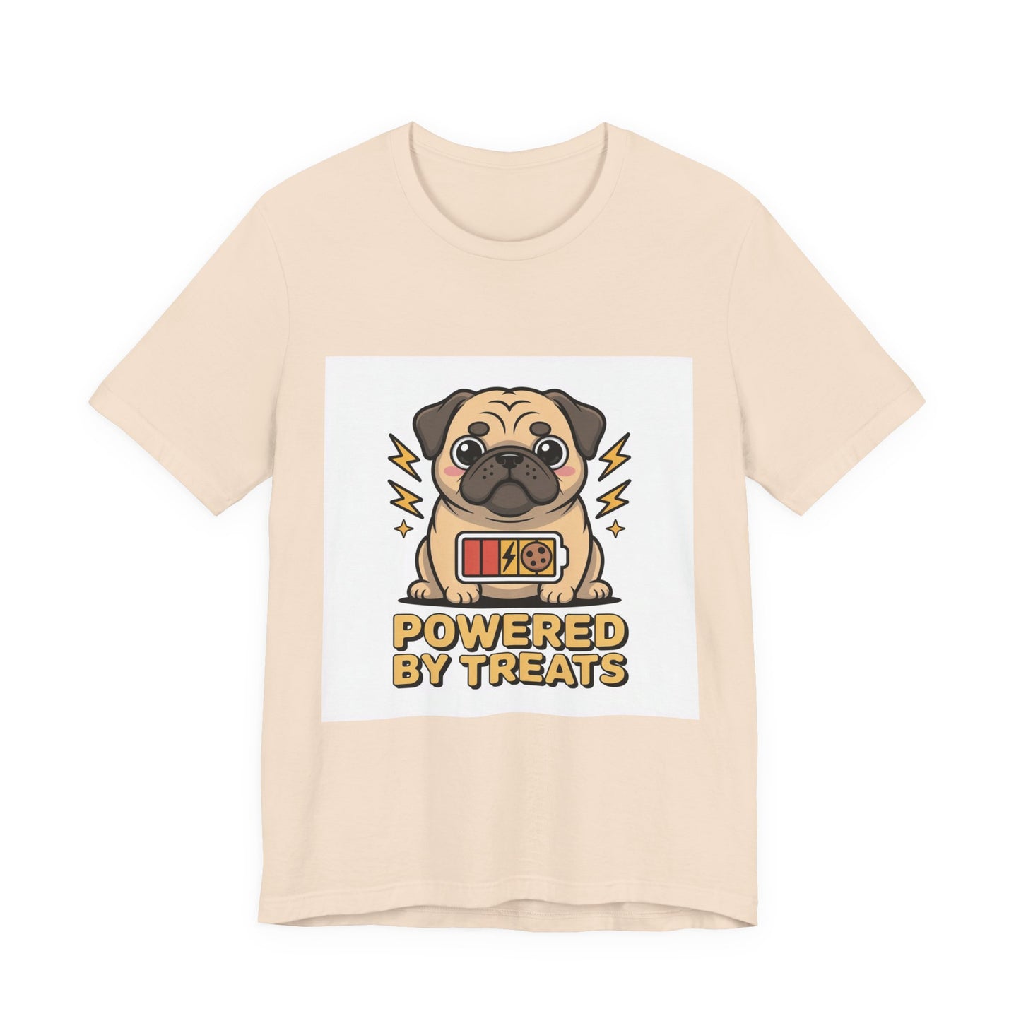 Powered By Treats - Funny Pug T-Shirt for Dog Lovers