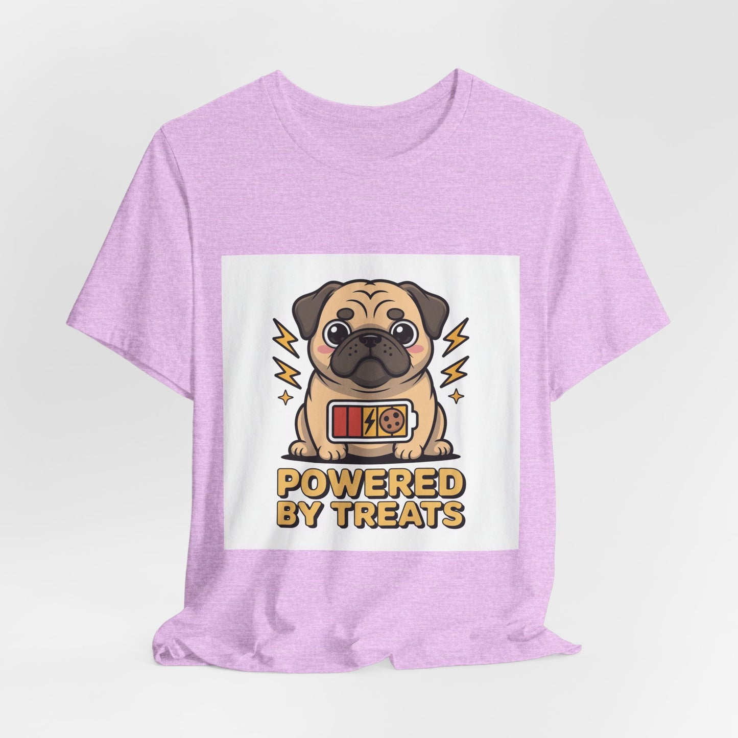 Powered By Treats - Funny Pug T-Shirt for Dog Lovers