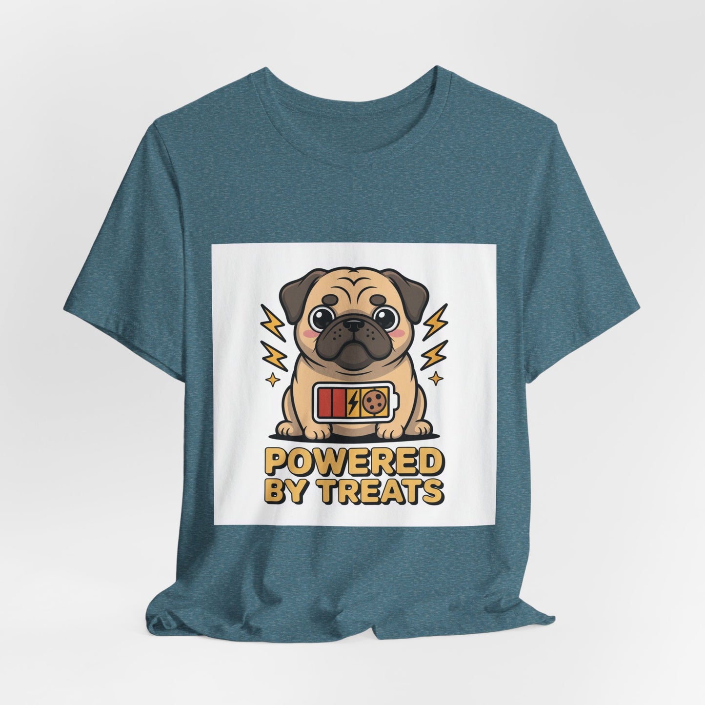 Powered By Treats - Funny Pug T-Shirt for Dog Lovers