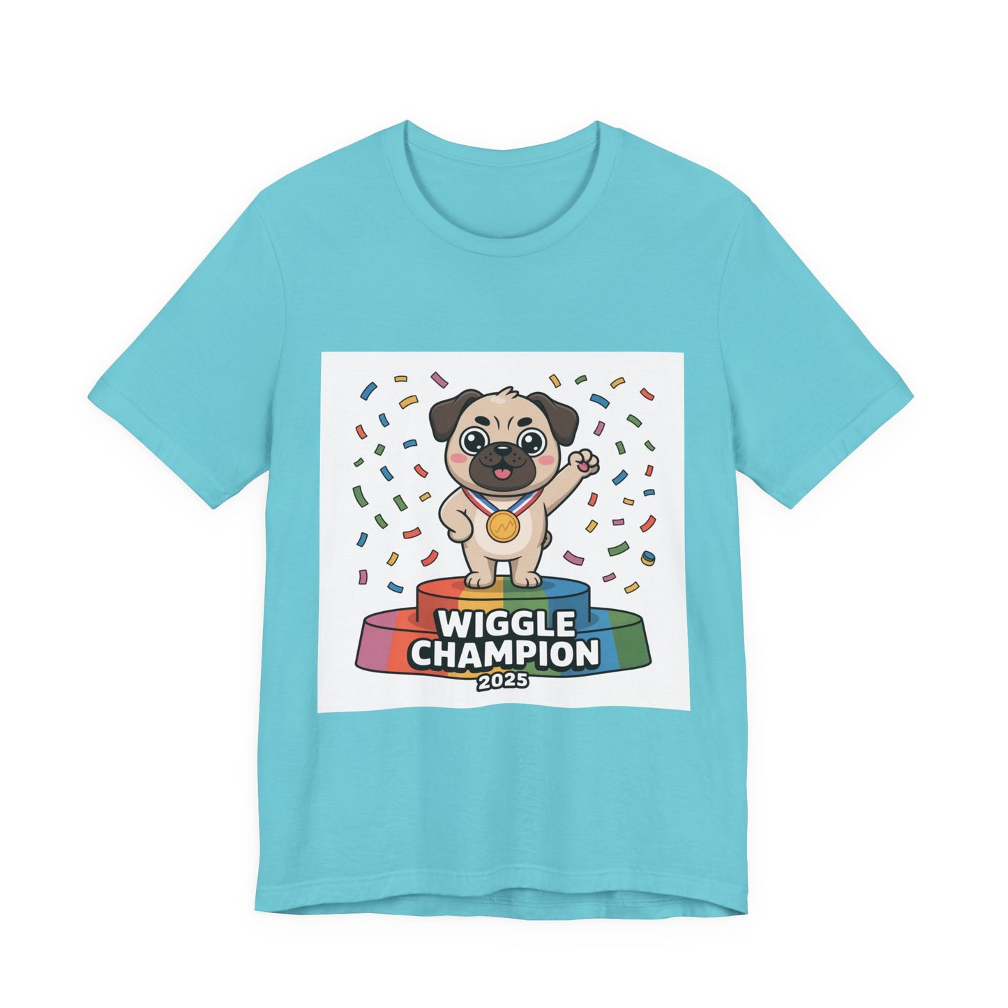 Wiggle Champion 2025 - Funny Pug T-Shirt for Dog Lovers