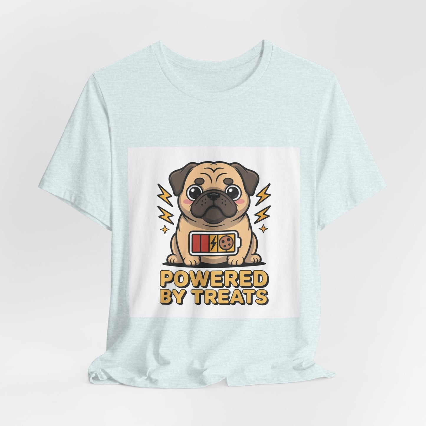 Powered By Treats - Funny Pug T-Shirt for Dog Lovers