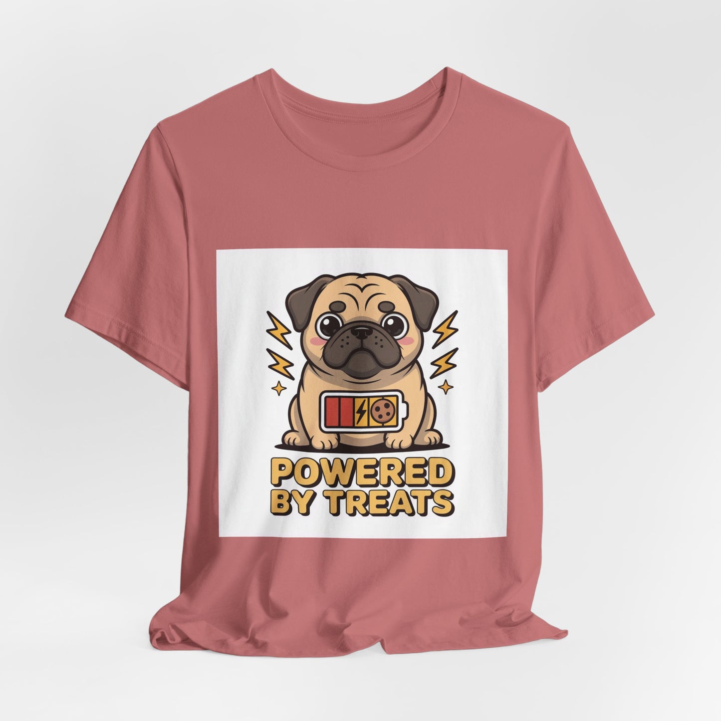 Powered By Treats - Funny Pug T-Shirt for Dog Lovers