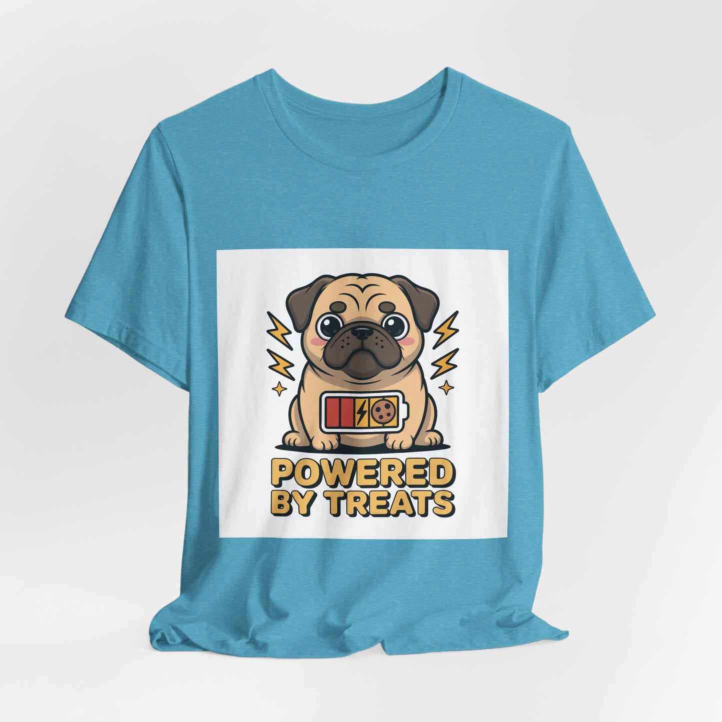 Powered By Treats - Funny Pug T-Shirt for Dog Lovers