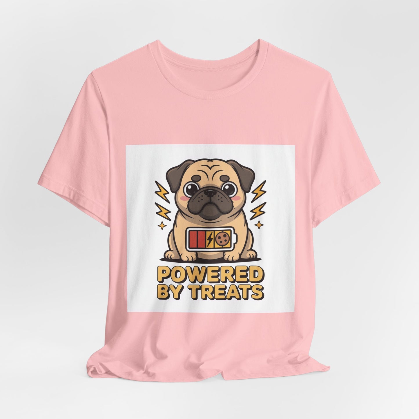 Powered By Treats - Funny Pug T-Shirt for Dog Lovers