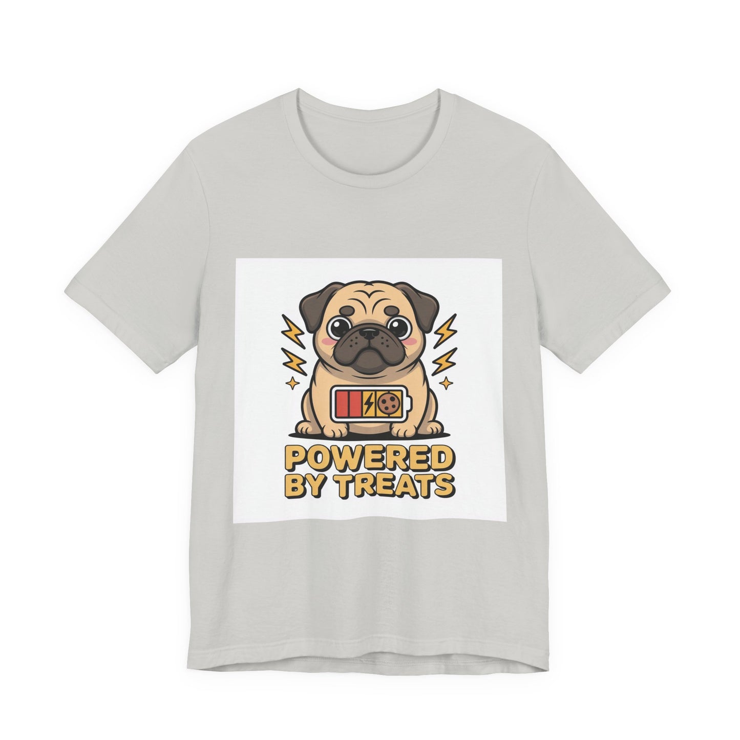 Powered By Treats - Funny Pug T-Shirt for Dog Lovers
