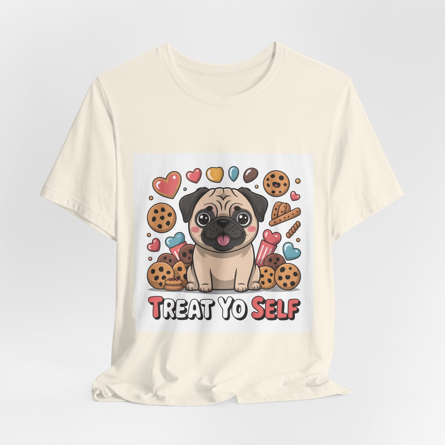 Treat Yo Self - Funny Pug T-Shirt for Dog Lovers