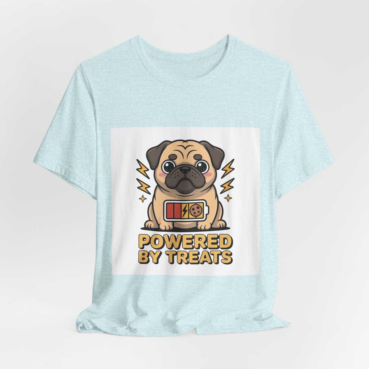 Powered By Treats - Funny Pug T-Shirt for Dog Lovers