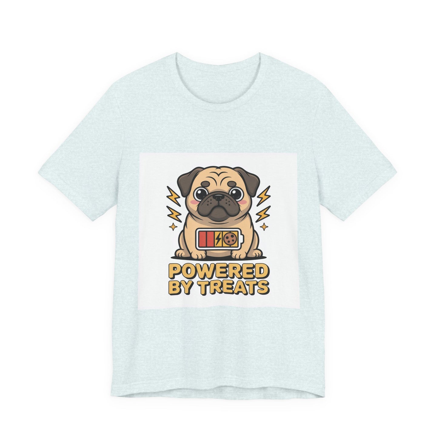 Powered By Treats - Funny Pug T-Shirt for Dog Lovers