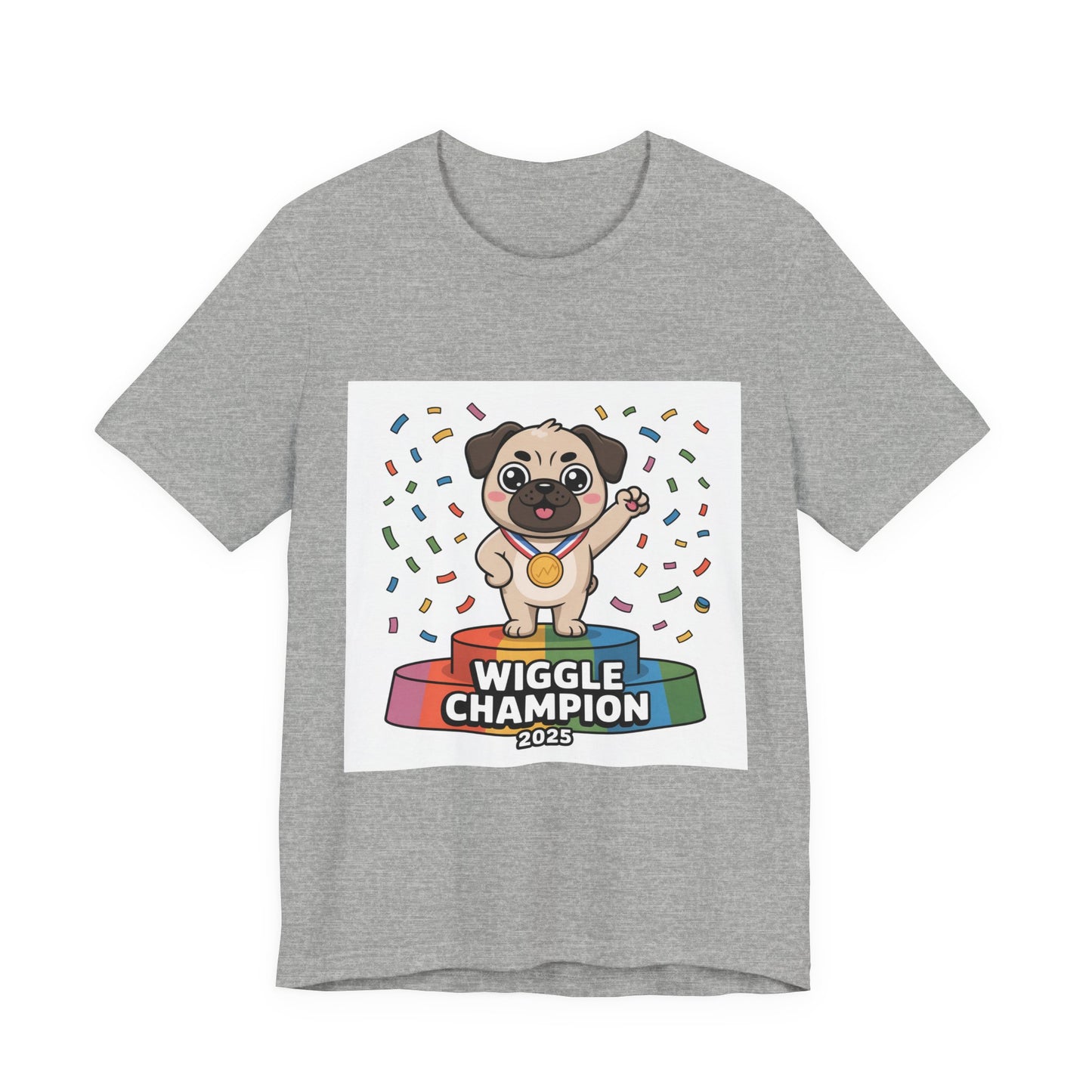 Wiggle Champion 2025 - Funny Pug T-Shirt for Dog Lovers