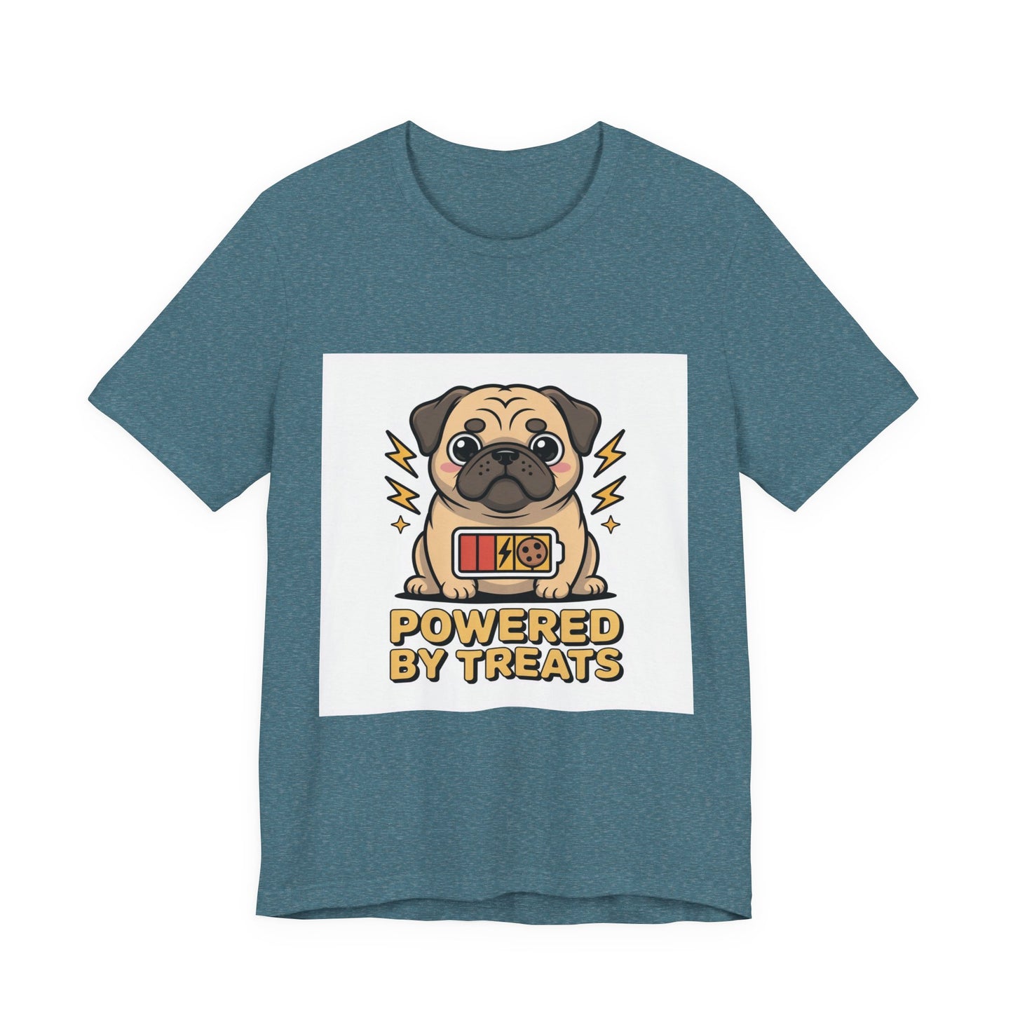 Powered By Treats - Funny Pug T-Shirt for Dog Lovers