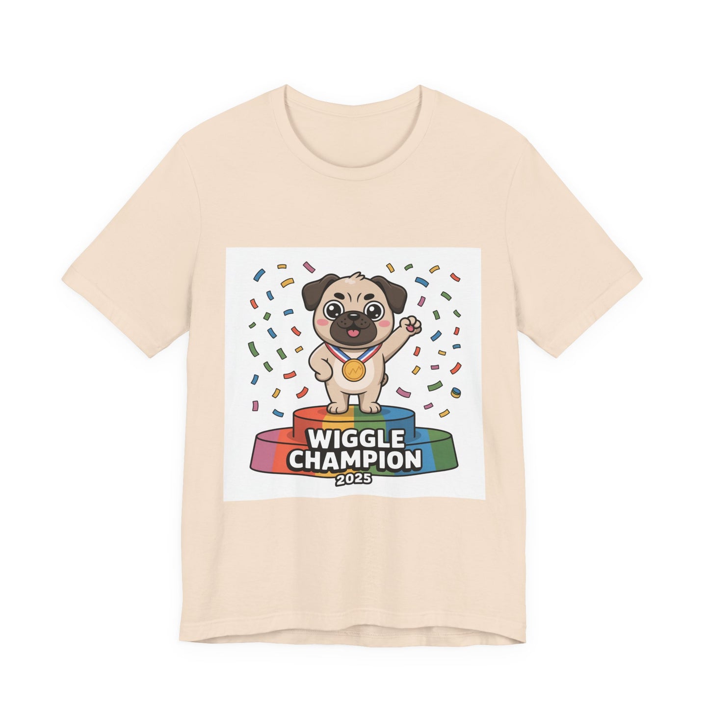 Wiggle Champion 2025 - Funny Pug T-Shirt for Dog Lovers
