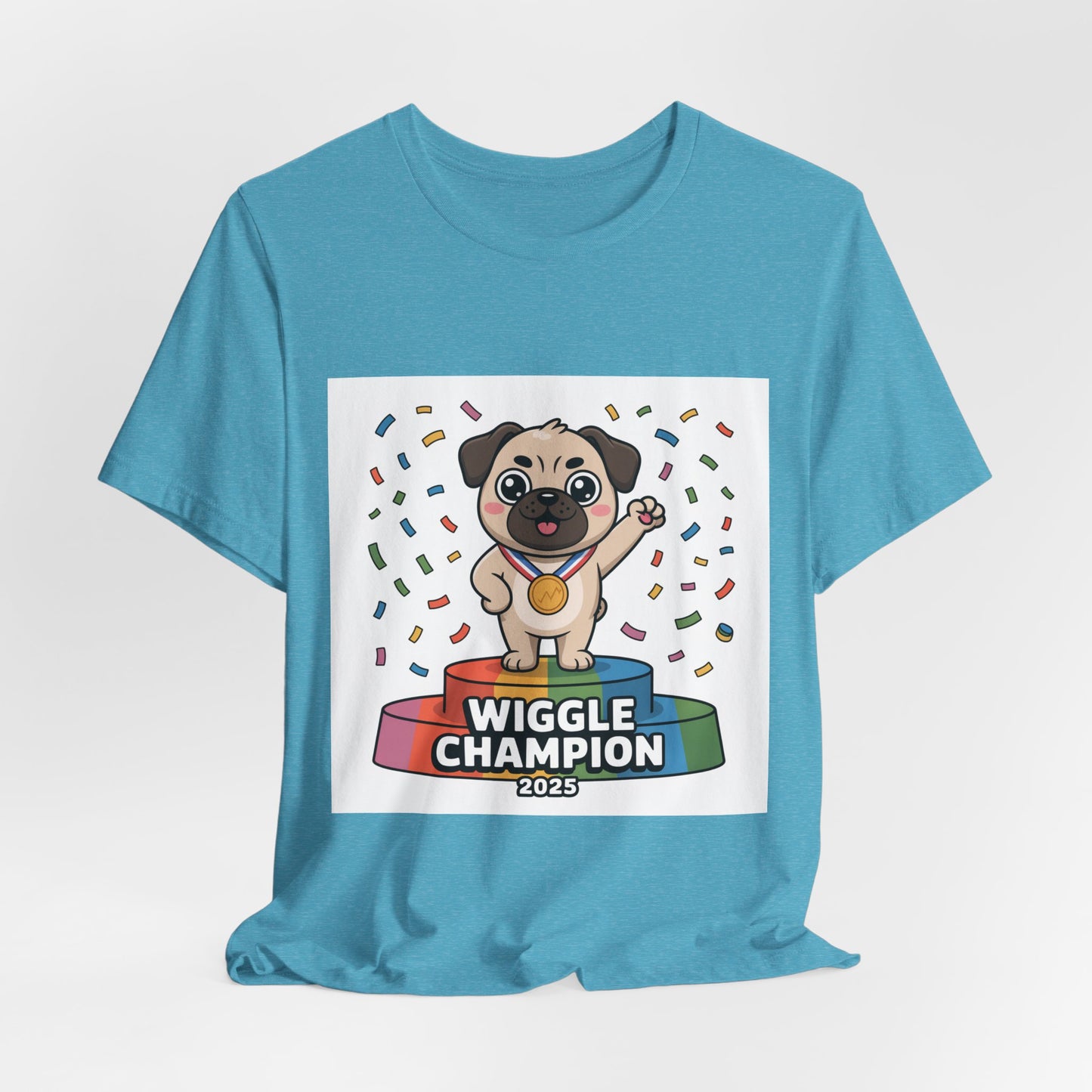 Wiggle Champion 2025 - Funny Pug T-Shirt for Dog Lovers
