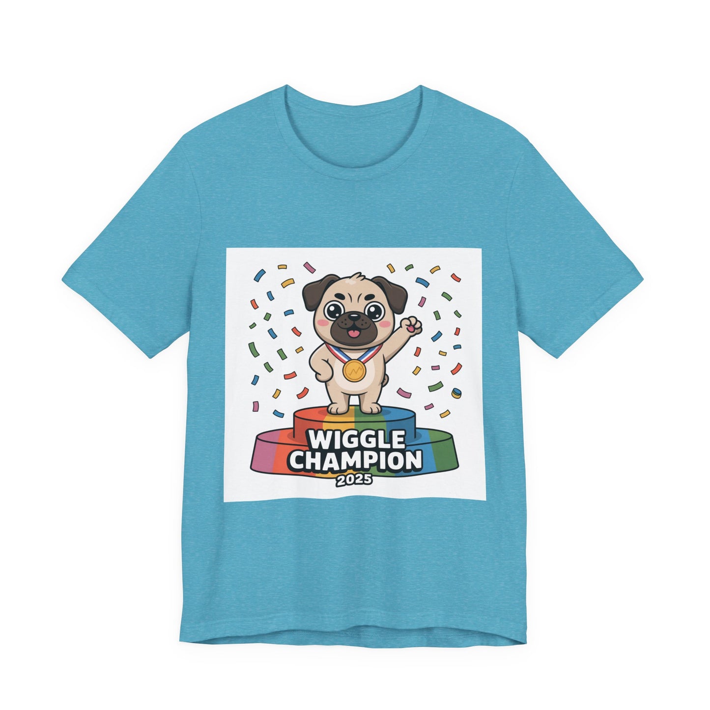 Wiggle Champion 2025 - Funny Pug T-Shirt for Dog Lovers