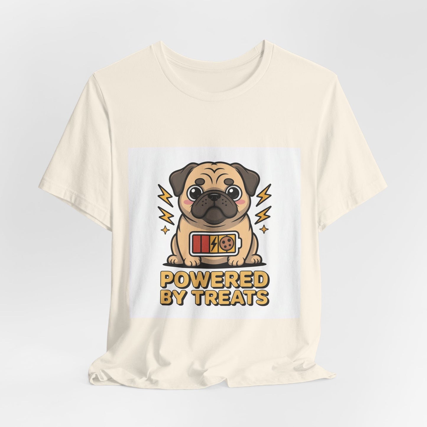 Powered By Treats - Funny Pug T-Shirt for Dog Lovers