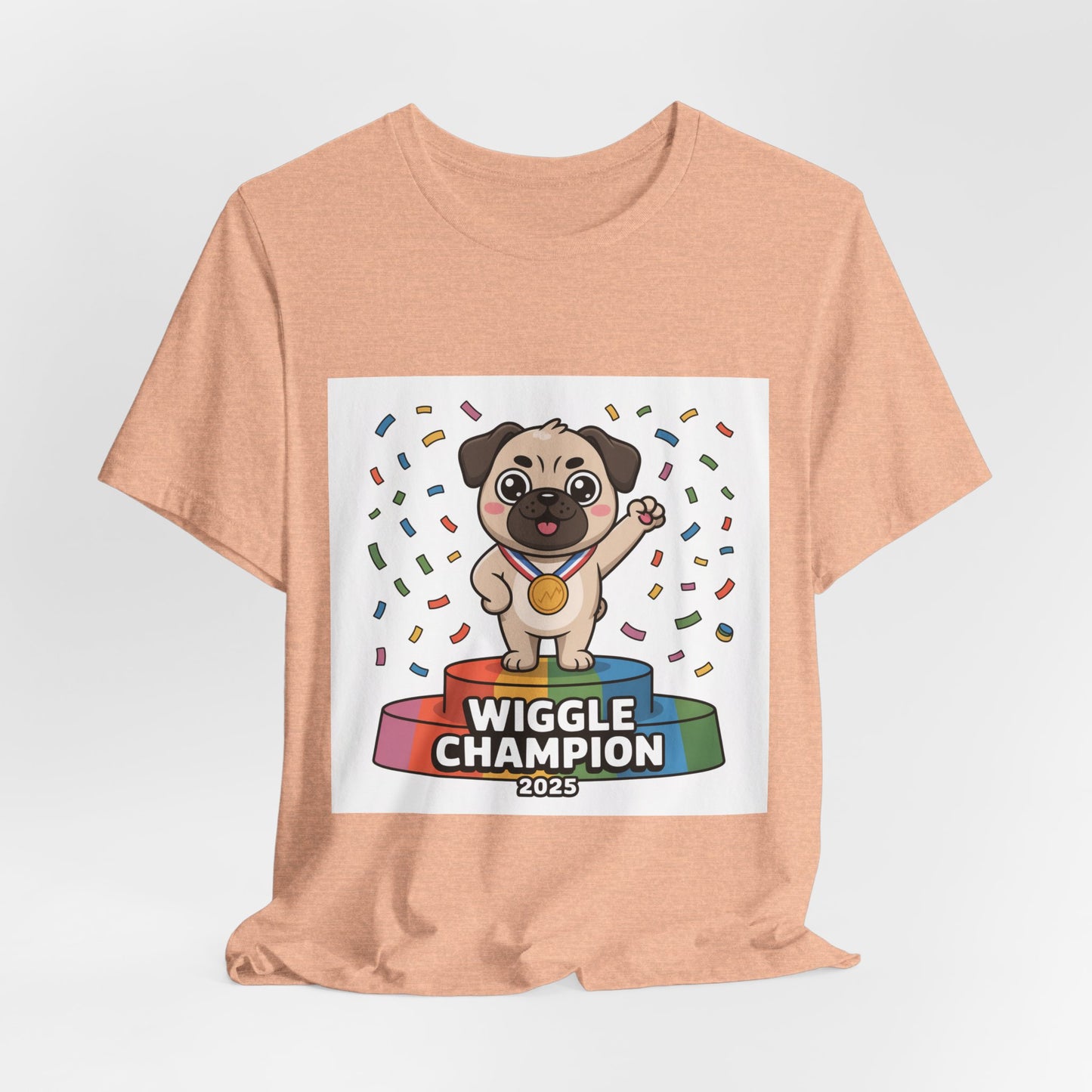 Wiggle Champion 2025 - Funny Pug T-Shirt for Dog Lovers