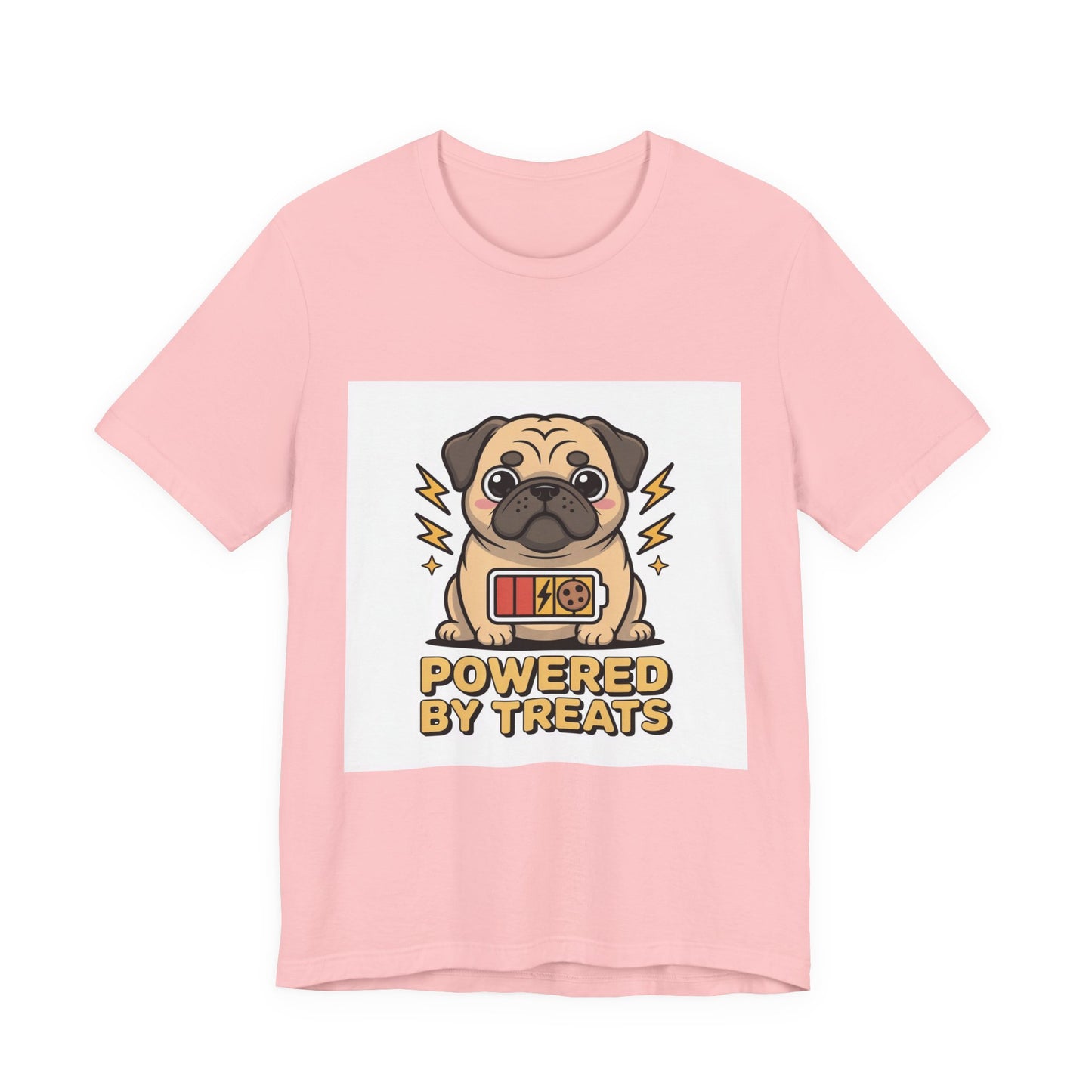 Powered By Treats - Funny Pug T-Shirt for Dog Lovers