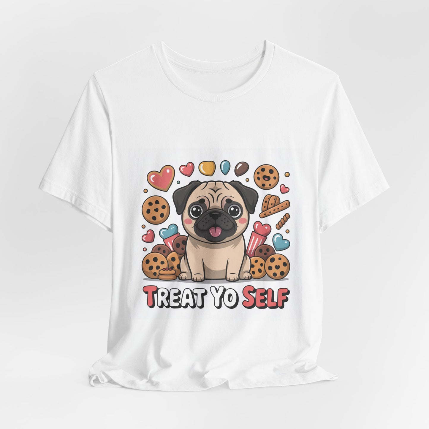 Treat Yo Self - Funny Pug T-Shirt for Dog Lovers