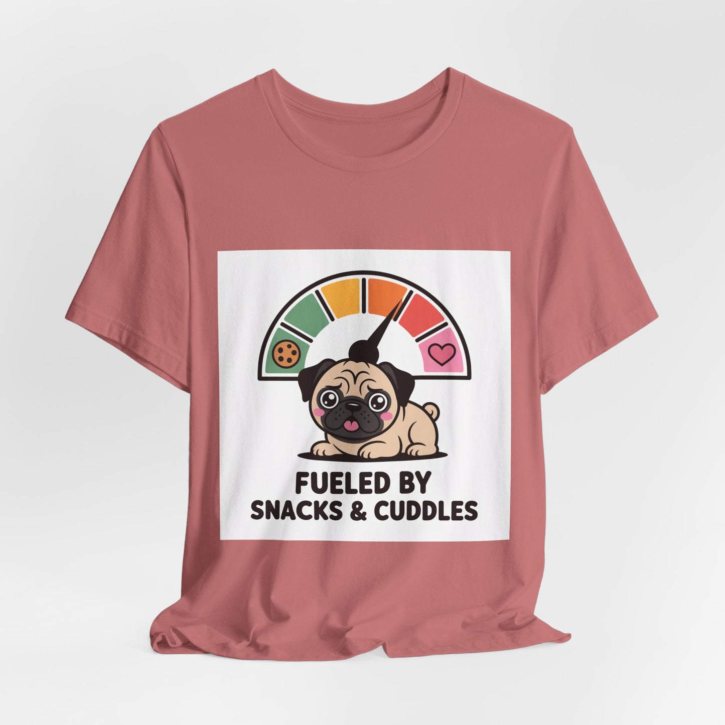 Fueled By Snacks And Cuddles - Funny Pug T-Shirt for Dog Lovers