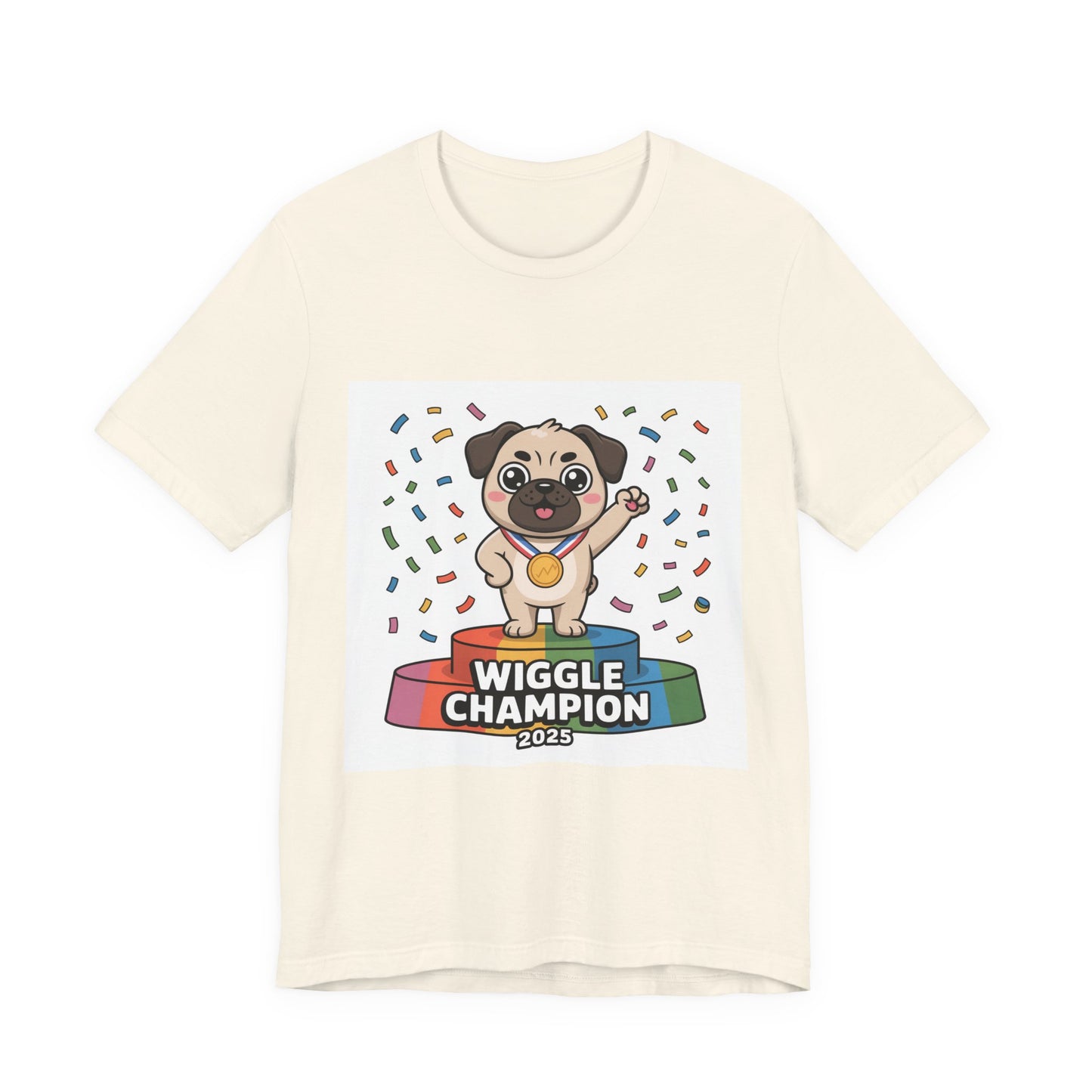 Wiggle Champion 2025 - Funny Pug T-Shirt for Dog Lovers