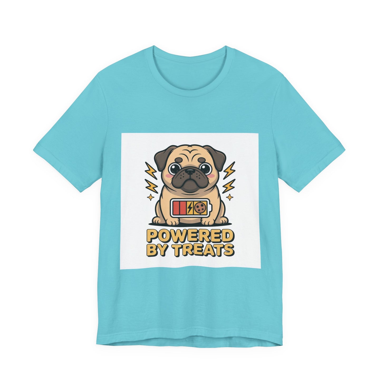 Powered By Treats - Funny Pug T-Shirt for Dog Lovers