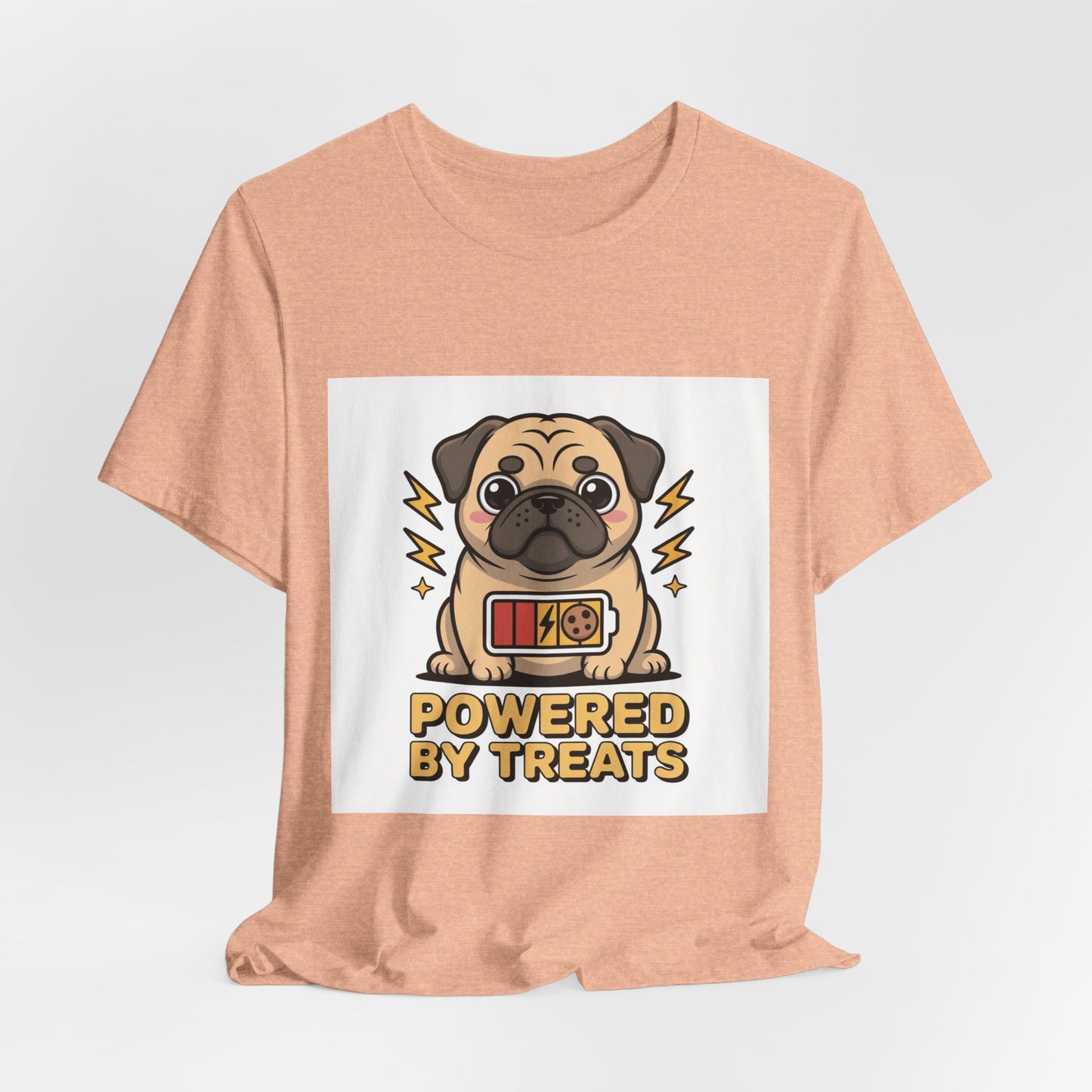 Powered By Treats - Funny Pug T-Shirt for Dog Lovers