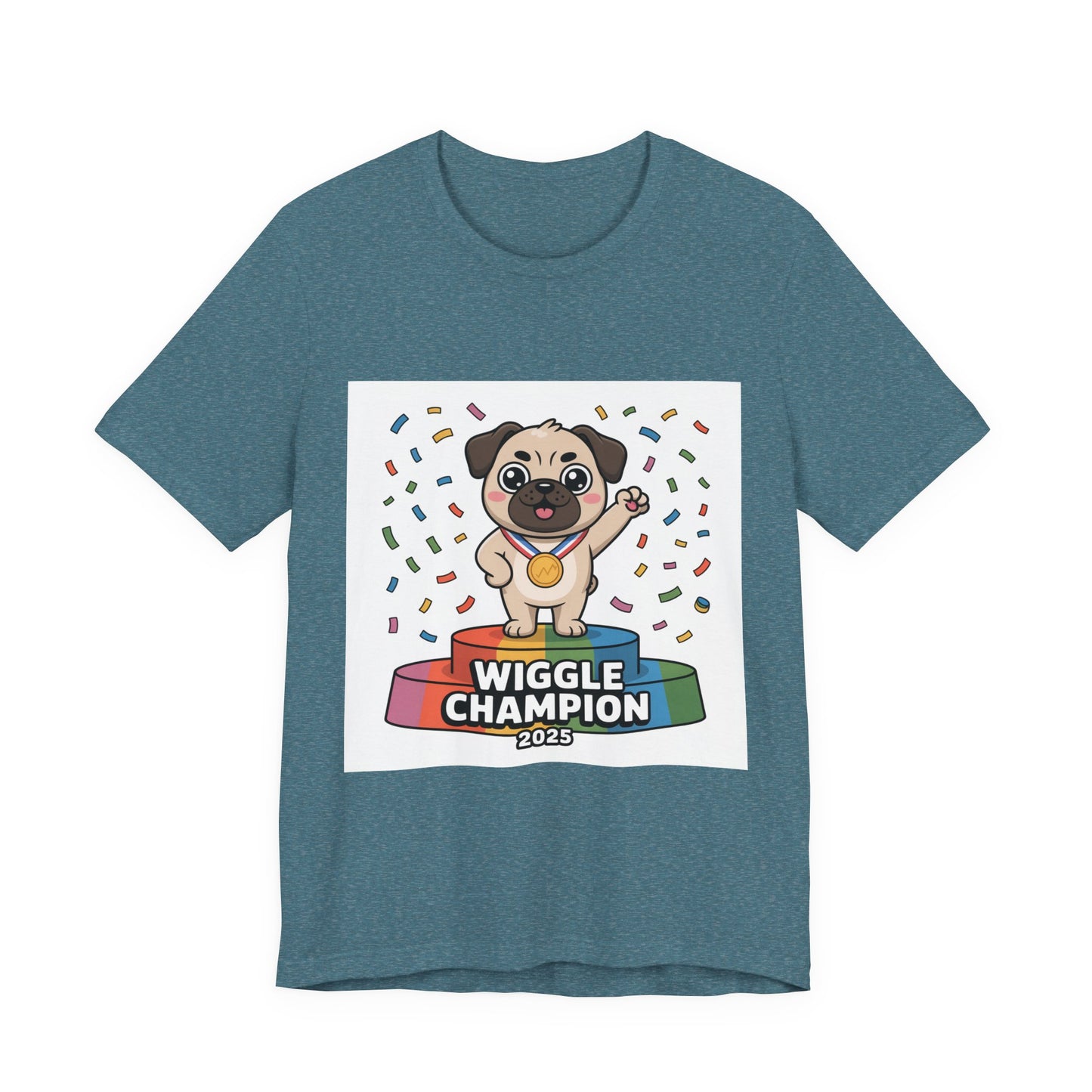 Wiggle Champion 2025 - Funny Pug T-Shirt for Dog Lovers