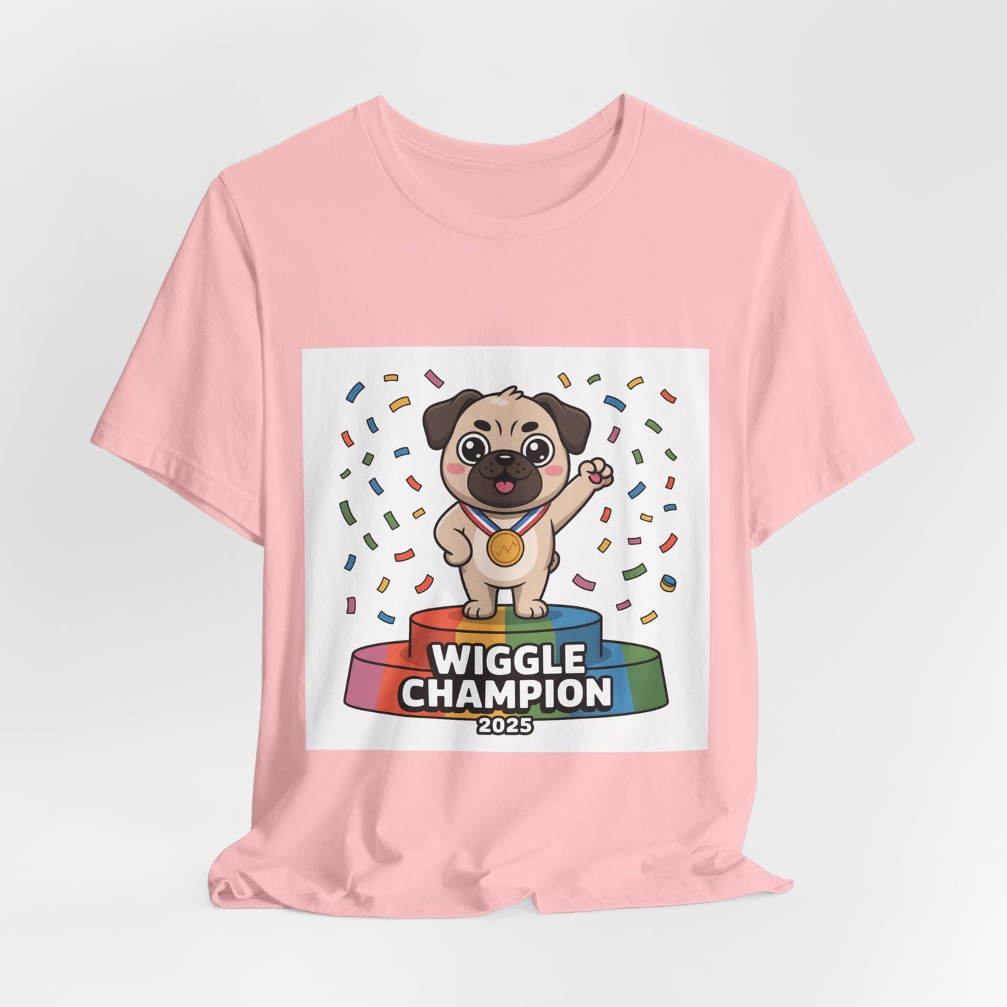 Wiggle Champion 2025 - Funny Pug T-Shirt for Dog Lovers