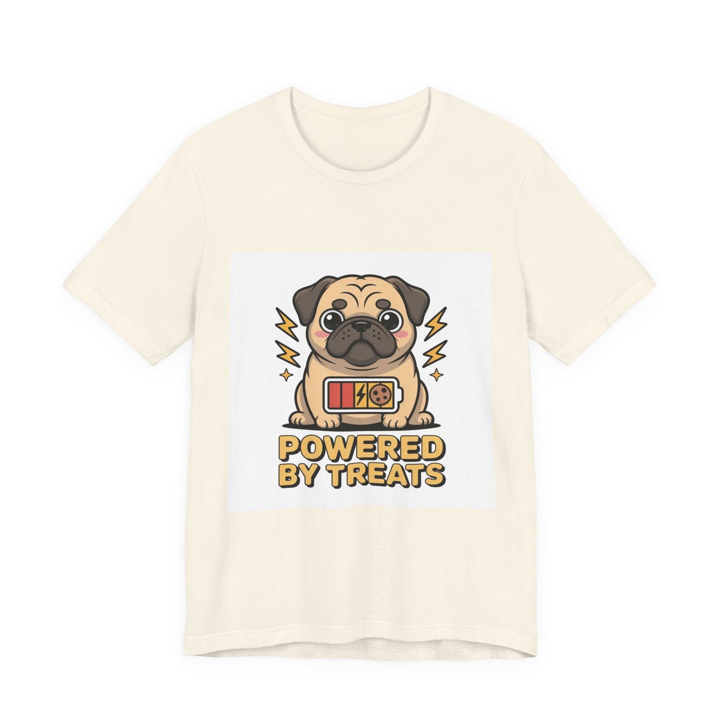 Powered By Treats - Funny Pug T-Shirt for Dog Lovers