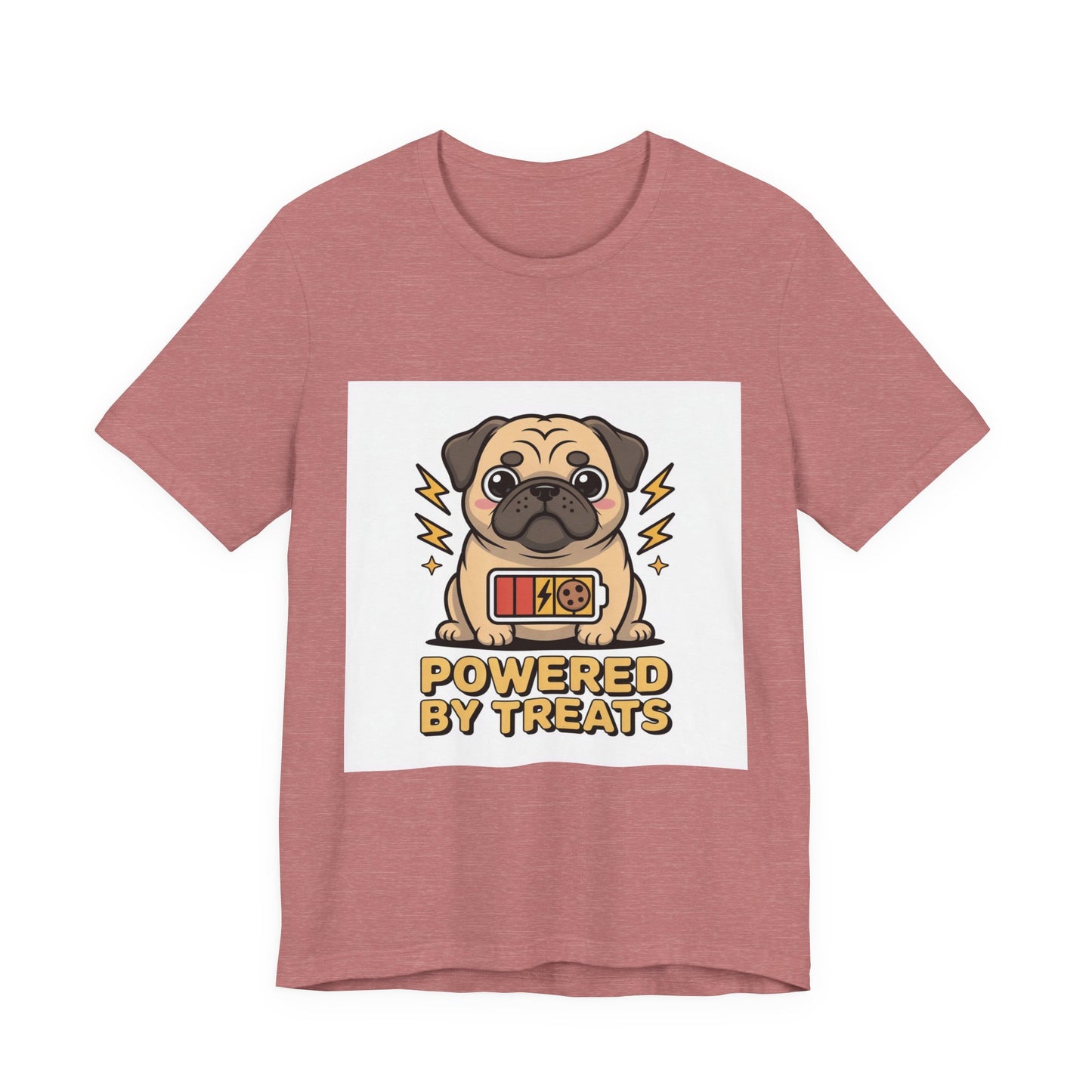 Powered By Treats - Funny Pug T-Shirt for Dog Lovers