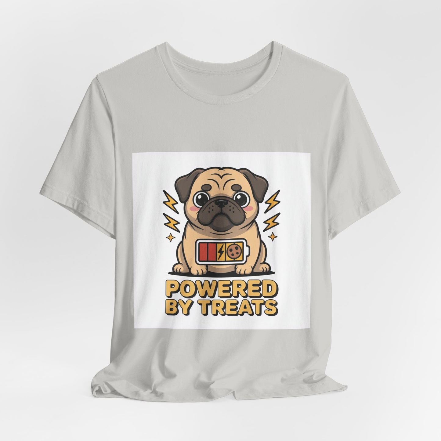 Powered By Treats - Funny Pug T-Shirt for Dog Lovers