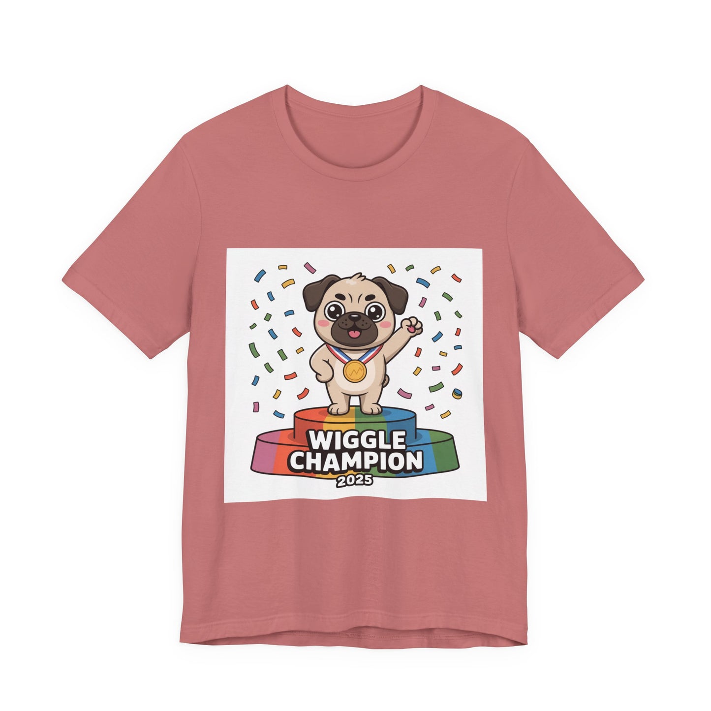 Wiggle Champion 2025 - Funny Pug T-Shirt for Dog Lovers