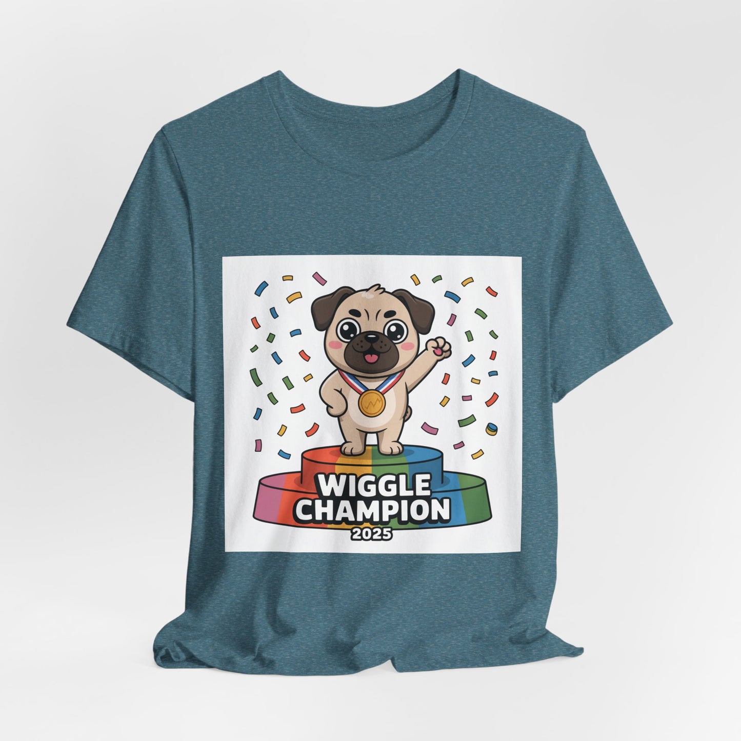 Wiggle Champion 2025 - Funny Pug T-Shirt for Dog Lovers