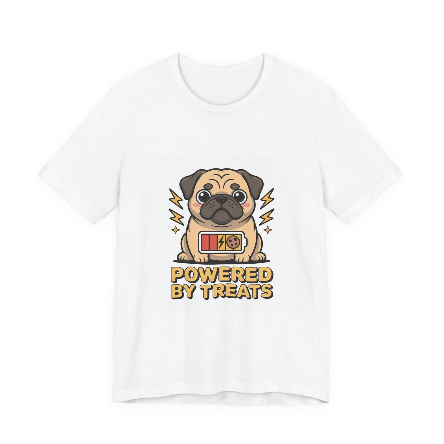 Powered By Treats - Funny Pug T-Shirt for Dog Lovers