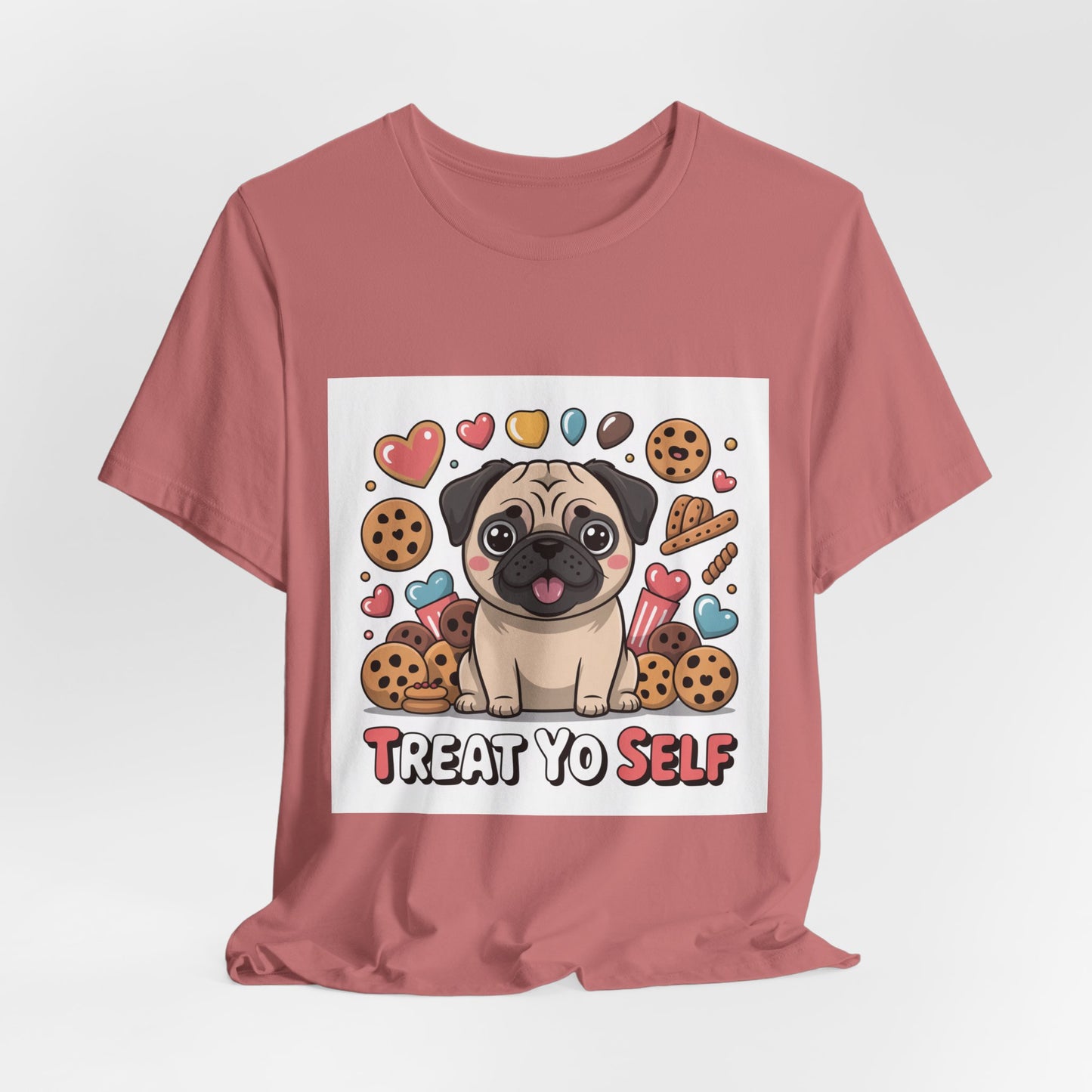 Treat Yo Self - Funny Pug T-Shirt for Dog Lovers