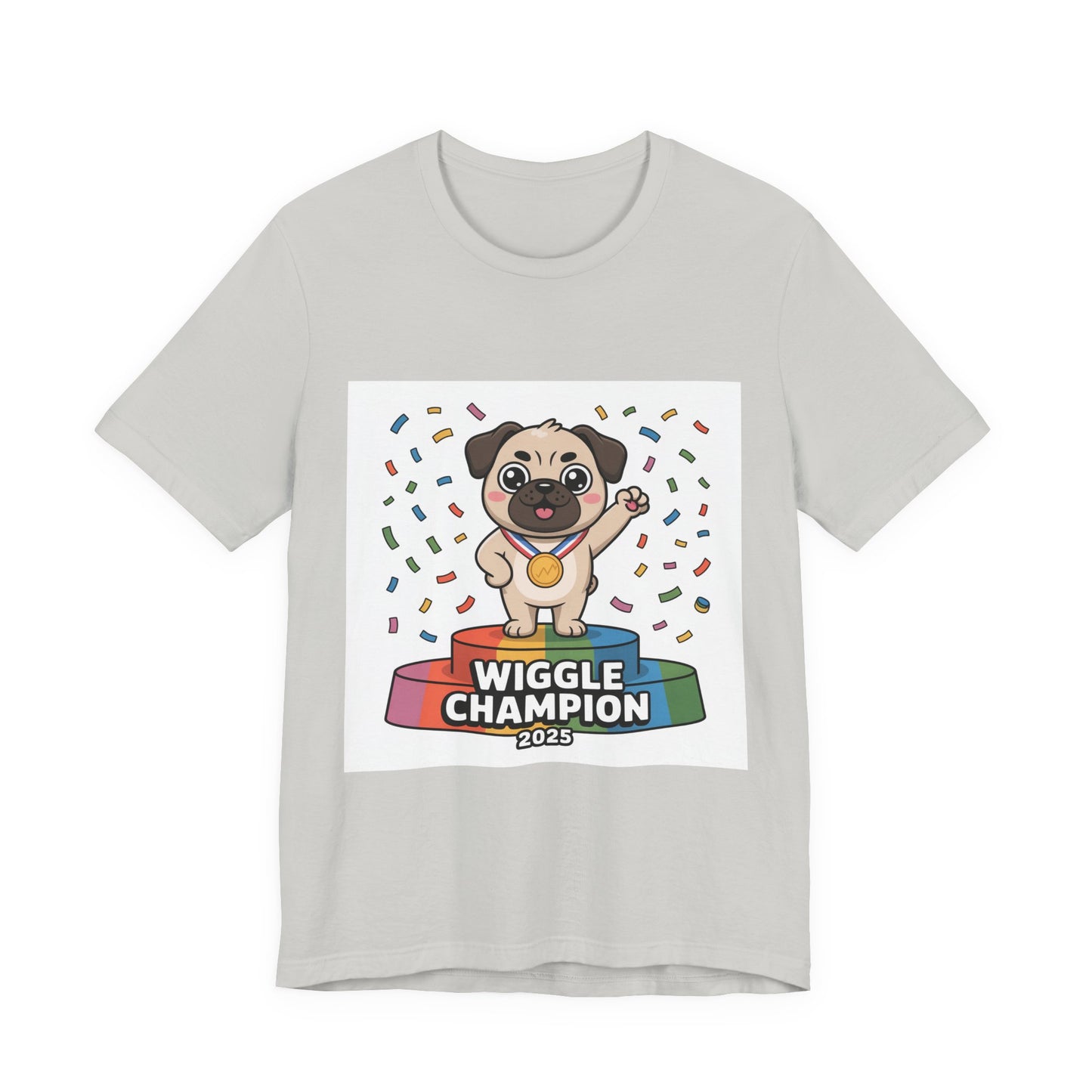 Wiggle Champion 2025 - Funny Pug T-Shirt for Dog Lovers