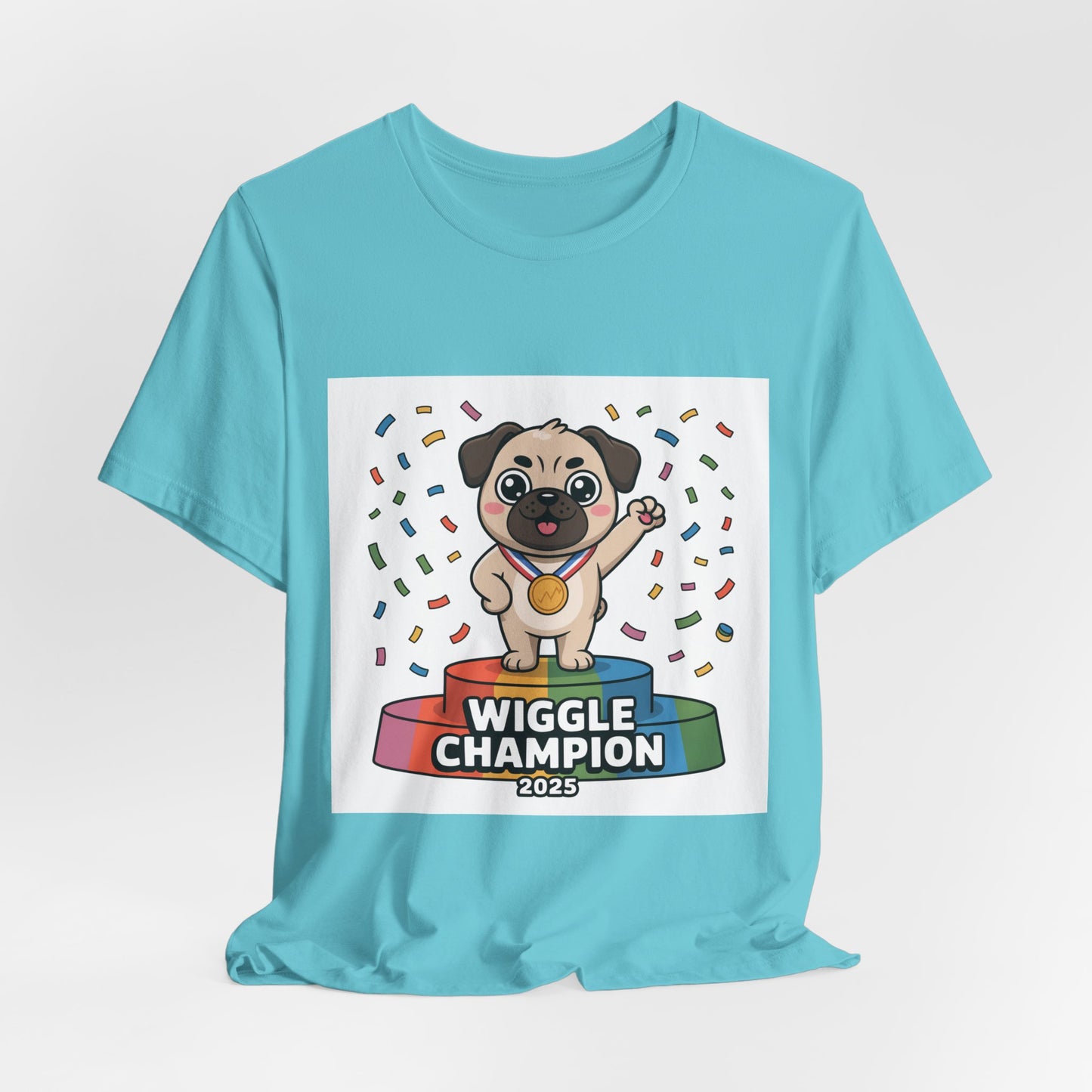 Wiggle Champion 2025 - Funny Pug T-Shirt for Dog Lovers