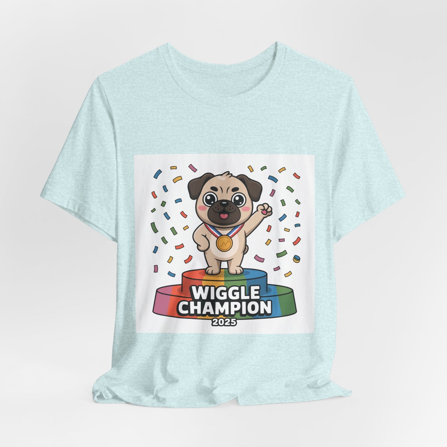Wiggle Champion 2025 - Funny Pug T-Shirt for Dog Lovers